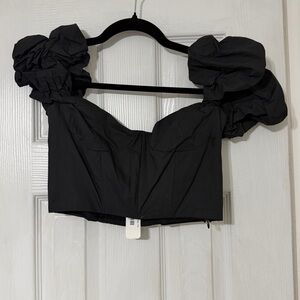 Glam Elegant Black Textured Top